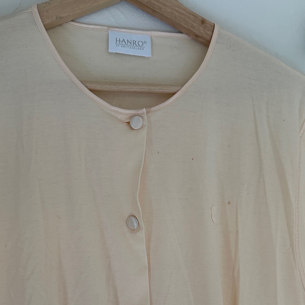 Hanro of Switzerland Cream nightgown with silk Button-Front details size Small - Picture 8 of 9